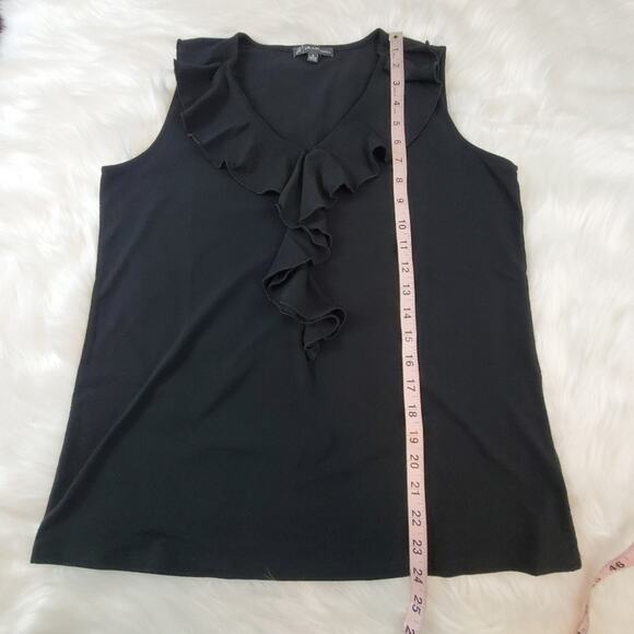 Adrianna Papell New Black Blouse Medium Black Ruffle Knit Dress Tank $49 - Picture 5 of 8